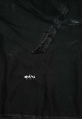 Deep black - Plain space silk with kalamkari printed blouse